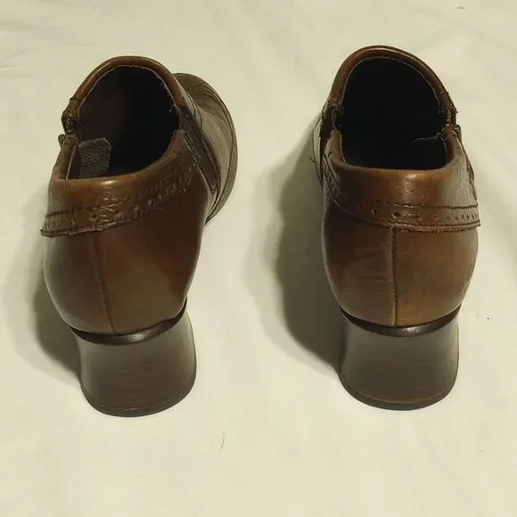 Brown Leather Born Heeled Clogs - Picture 4 of 10